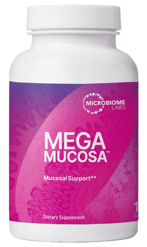 Microbiome Labs MegaMucosa - Aminoacidi Supliment cu imunoglobuline lactate-libere - Sanatate Gut + Suport Immun pentru Femei si Barbati - pentru Suport Mucosal Complet (180 capsule)
