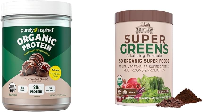 Pur Inspirat organic praf de proteine și ferme de țară Super Verzi băutură Bundle (16+20 serviri)