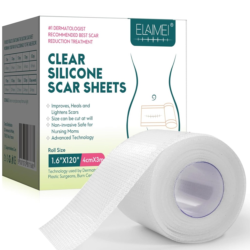 Silicon Cicatrice foi, Clear Silicon Gel Cicatrice foi, Invizibil Cicatrice bandă (de 1,6 x 120 de metri), Scar Strips pentru cicatrici chirurgicale, Gradul medical, Scara de îndepărtare foi pentru C-Secțiune, Piept, Keloid et.