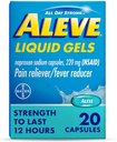 Aleve Pain Relieiver & Fever Reductor Geluri lichide, Naproxen Sodium, Pain Relief, 20 Conte