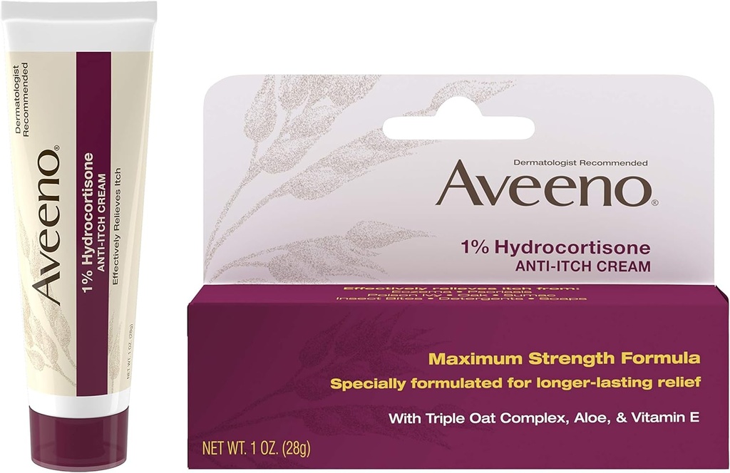 Aveeno 1% Hydrocortizon Anti Itch Cream, concentraţia maximă