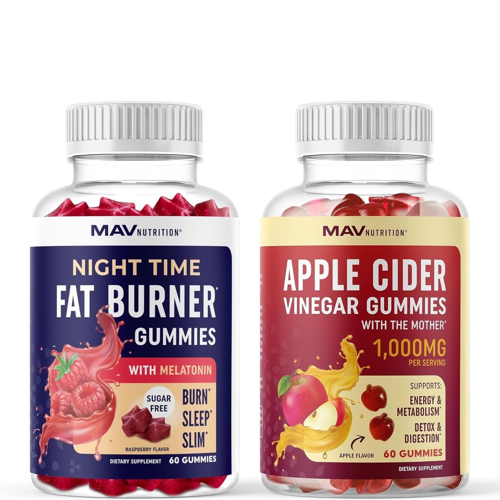MAV NUTRITION Night Time Gumies Fat Burner și cidru de mere Oțet Gumies 