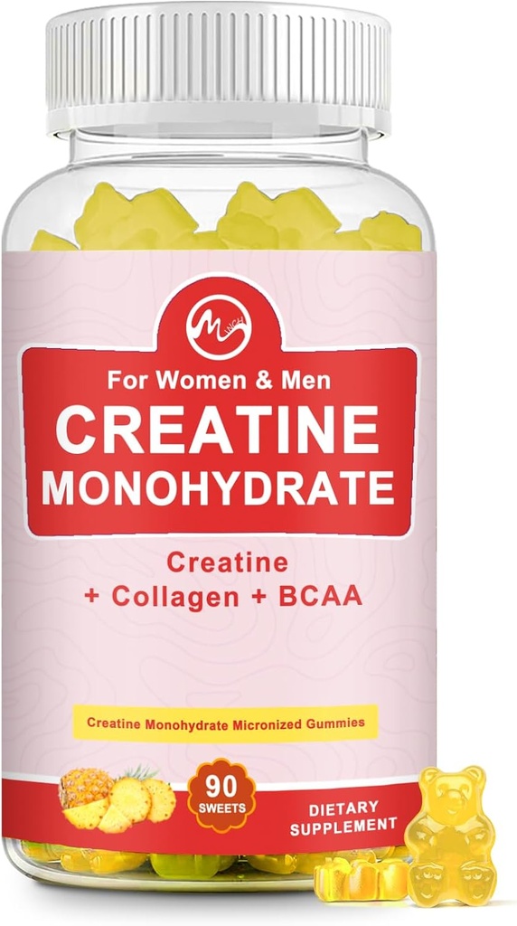 Creatin Monohidrat Gummy pentru femei & bărbaţi, Creatine Suplimente, Zahăr fără, Masticabil, pentru suport muscular