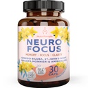 Brain Booster Gingko Biloba Supliment - Nootrops for Mind, Focus, Memorie, Claritate cu Bacopa Monnieri, St. Johns Wort - 30 capsule pentru hrana creierului