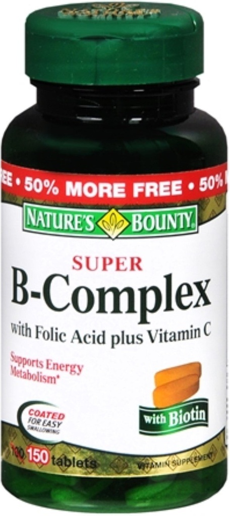 Natura Bounty B-complex cu acid folic Plus vitamina C, comprimate 150 Fiecare (Pachet de 1)