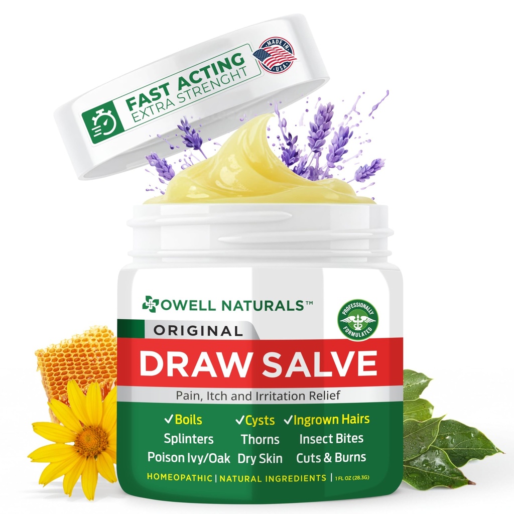 OWELL Naturals Desenează Salve Ointment for Boil & Cist Remover, Deep Ingrown Hair, Splinter Remover, Bug Spider Bites, Bee Sting, Mosquito Mâncărime, Poison Ivy