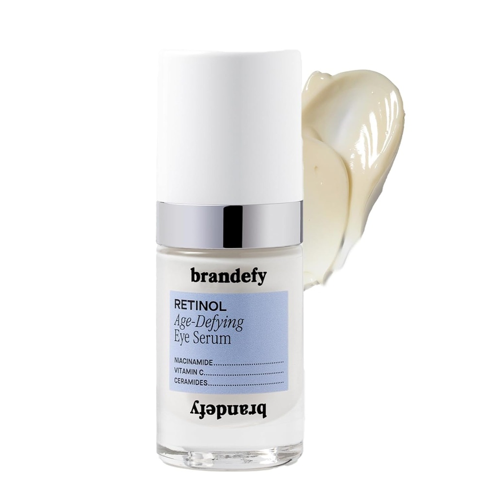 Branefy Retinol + Niacinamidă Anti-Aging Eye Ser - Sub crema ochi pentru cercuri întunecate și riduri - Peptide, Cafeină, vitamina C E Crema ochi - Made in the USA (O.5 Oz)