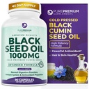 PurePremium Black Seed Oil 500mg - Seminte organice Nigella Sativa, extract de chimen negru presat la rece - Hair/Skin Supplement pentru barbati / Femei pachet de 90 capsule