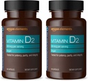 Elemente Amazon Vitamina D2 2000 UI, Vegan, 65 capsule, susține oase puternice și sănătate imună, 2 luni de aprovizionare (Pachet mai Vary) (Pachet de 2)