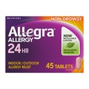 Allegra Adult 24-Hour Allergie comprimate de relief, non-Drowsy Indoor and Outdoor Alergia Medicina, 180 mg Fexofenadină HCI Antihistamin Pilula, 45-Count