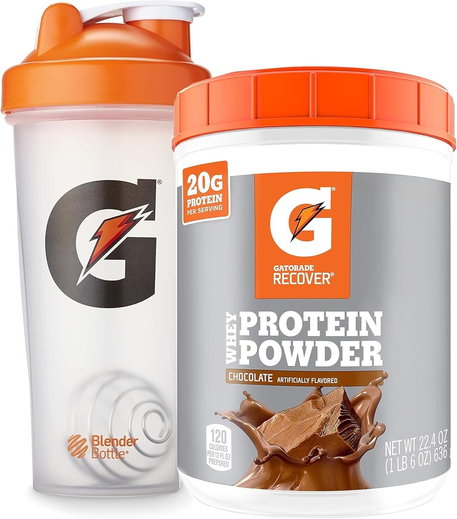 Bundle of Gatorade Shaker Bottle for Gym, 28 Ounce, Plastic and Gatorade Whey Proteine Powder, Chocolate