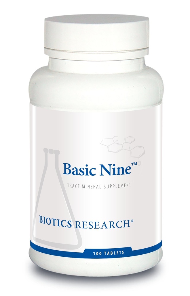 Biotics Research Basic Nine Whole Food Source Rare Trace Minerale, Fitochimic Bound, Includes Antioxidanti SOD and Catalase, 100 Tablets