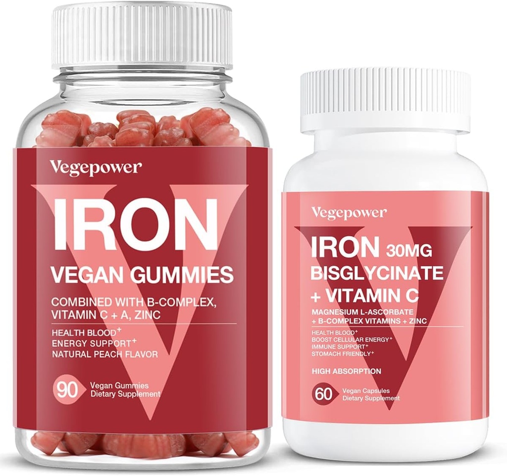 Gume de fier Vegan + Bisglicinat de fier 30MG 