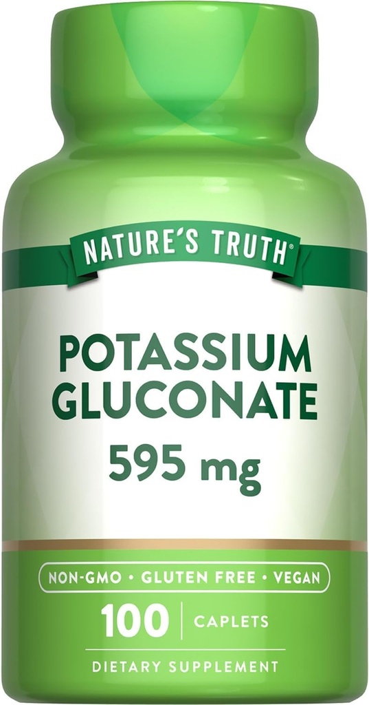 Adevărul naturii Gluconat de potasiu 595 mg Suplimente, 100 Conte (Pachet de 3)