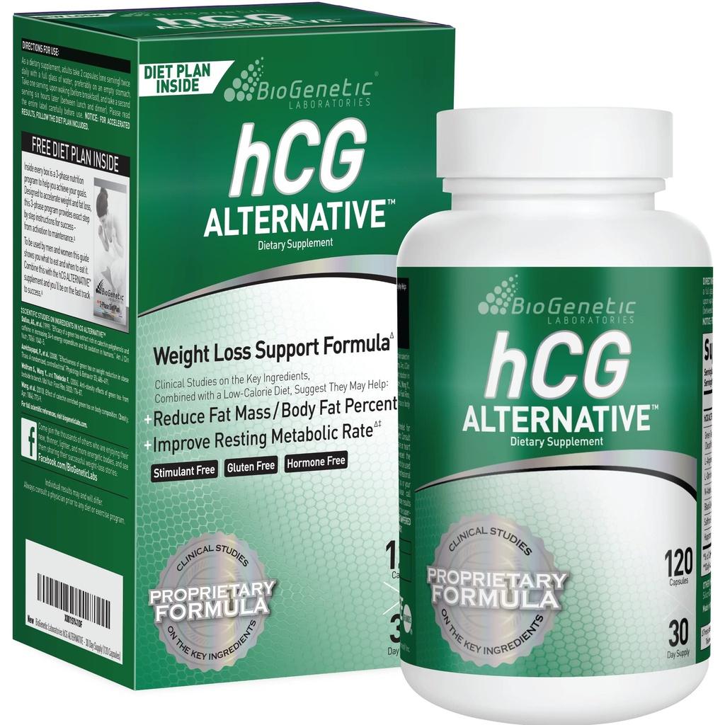 Laboratoarele biogenetice hCG Alternative - Pierdere în greutate pastile și arzător de grăsime pentru bărbați și femei - stimulează metabolismul susține diete sănătoase - Formula alternativă - 30 de zile de aprovizionare (120 capsule pe flacon)