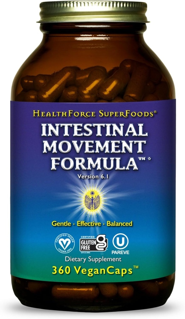 HealthForce Super Foods Formula Miscarea intestinala - Suporturi naturale Laxative Regularitatea Bowel - All-Natural Digestion Supplement to Support Constipatie - Gluten-Free & Vegan - 360 Caps