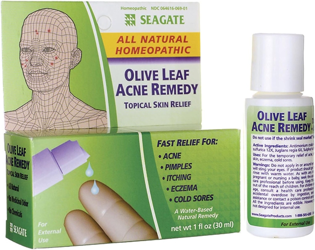 Seagate Produse Homeopatice Olive Leaf Remediu natural Acnee (Pachet de 1) 1 Once