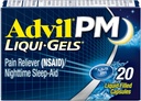 Advil PM Liqui-Gels Pain Relieiver și Nighttime Sleep Aid, Pain Medicine with Ibuprofen for Pain Relief and Difenhidramine HCL for a Sleep Aid - 20 Liquid Filled Capsules - Back to College