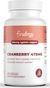 Pastile de cranberry 475mg, 60 capsule Vegane pentru tract urinar Sănătate și suport pentru vezica urinară, concentrat praf de cranberry, non-GMO, Sugar-Free Cranberry Supliment, 2-Month Provision
