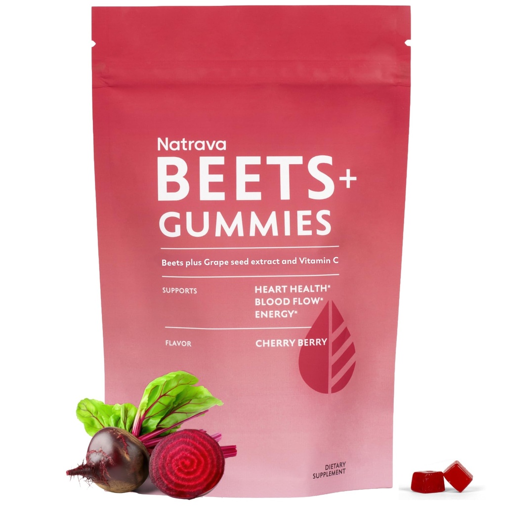 Sfecle. Gume - Premium Beet Root Powder, Extract de semințe de struguri și vitamina C - Sprijină presiune sanguină sănătoasă și sănătate cardiacă - Oxid de azot scăzut de zahăr și supliment de circulaţie - 50 Gume