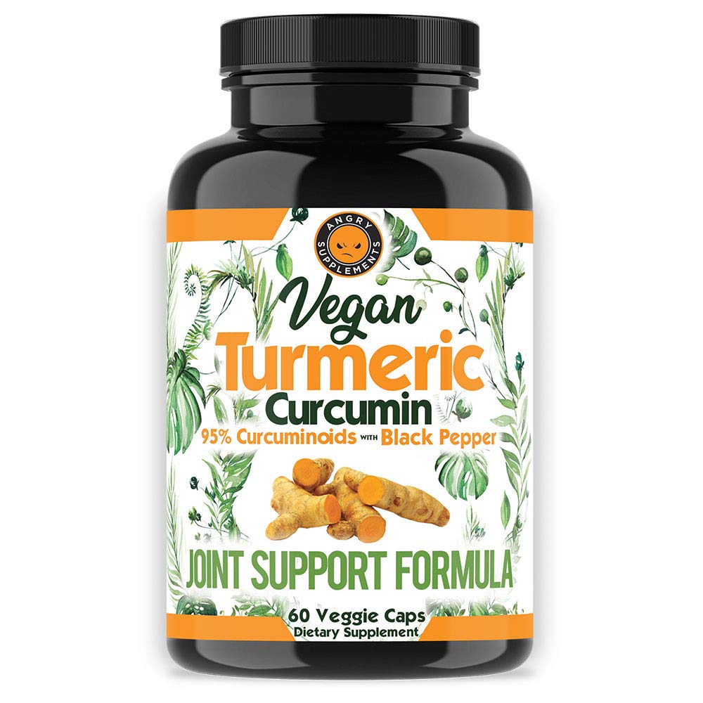 Curcumina vegana cu extract de piper negru (60 capsule Veggie-2 luna de aprovizionare), 95% Curcuminoide - toate antioxidant natural puternic pentru sprijin comun și ajutor (1 flacon)