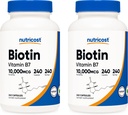 Nutricost Biotina (Vitamina B7) 10000mcg (10mg), 240 Caps (2 flacoane) - non-GMO, gluten gratuit