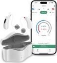 Audiere SIDA pentru Seniori Reîncărcabile, RIC 16 Channel Audiere de ajutor cu Bluetooth pentru adulți, Audiere Senior SIDA cu Inteligent Zgomot Anulare, Digital Audiere Dispozitiv cu control APP, Alb