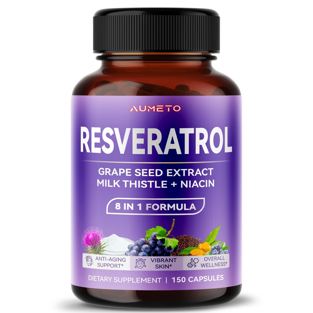 Ultra Resveratrol 8 în 1 Formula - cu semințe de struguri de lapte de pătrunjel Niacin (150 Conte (Pachet de 1)
