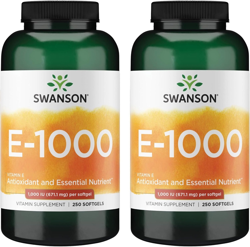 Swanson Vitamina Naturală E 1000 Iu (671.10 Milligrame) 250 Sgels (2 ambalaj)