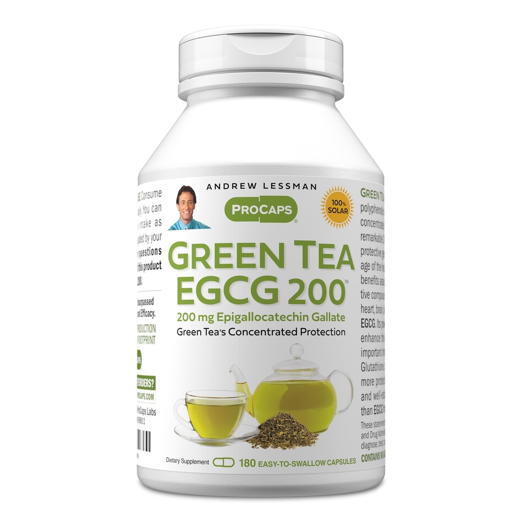 ANDREW LESSMAN Ceai verde EGCG 200mg - 180 capsule - 200 mg EGCG, suport puternic antioxidant pentru functia hepatica sanatoasa, imun, creier, inima si sisteme de circulatie. Fără aditivi