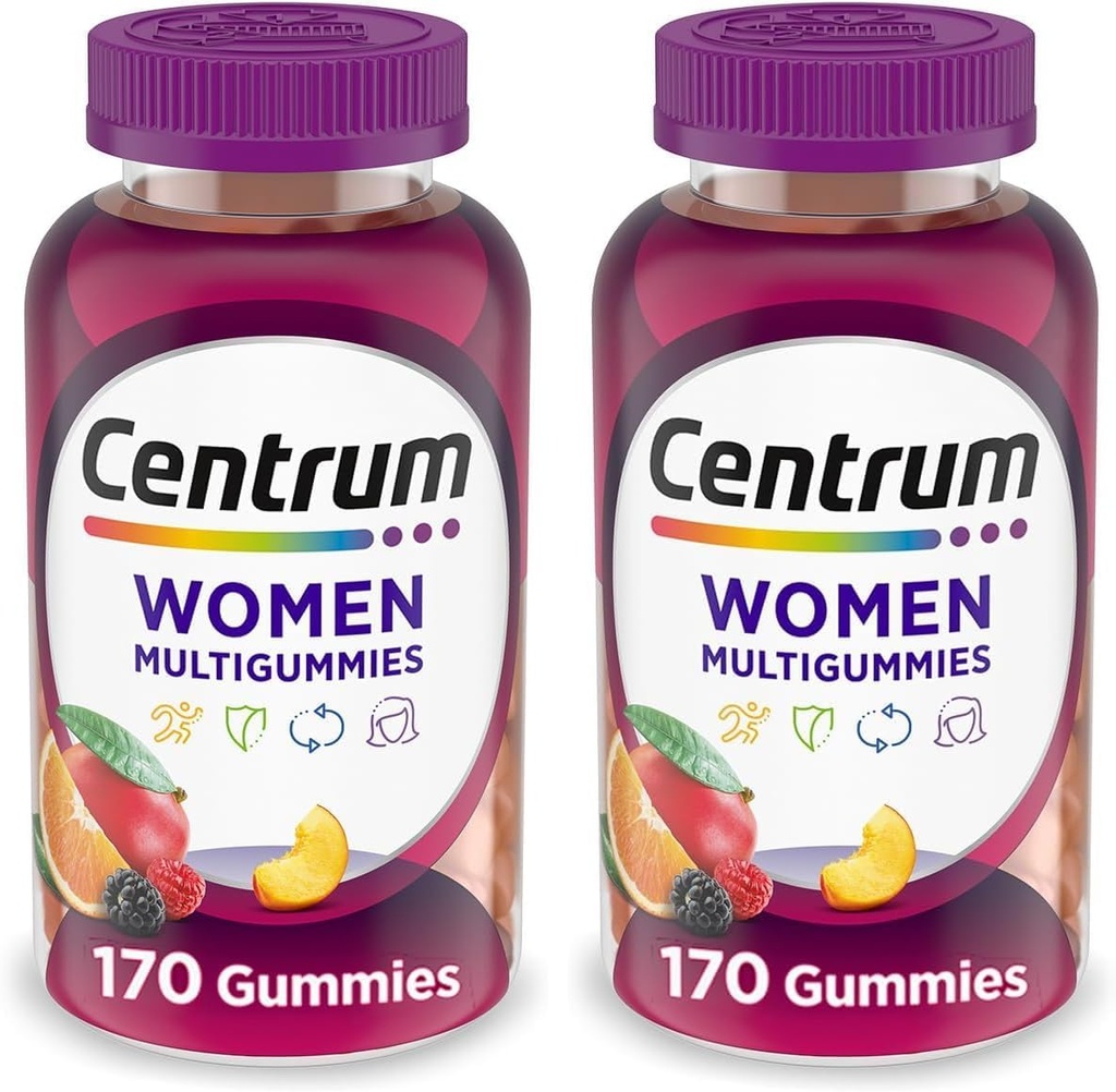 Centrum MultiGummies Gummy Multivitamin for Women, Multivitamin/Multimineral Supplement with Vitamin D3, B Vitamins and Antioxidants, Assorted Fruit Flavor - 170 Count (Pack of 2)