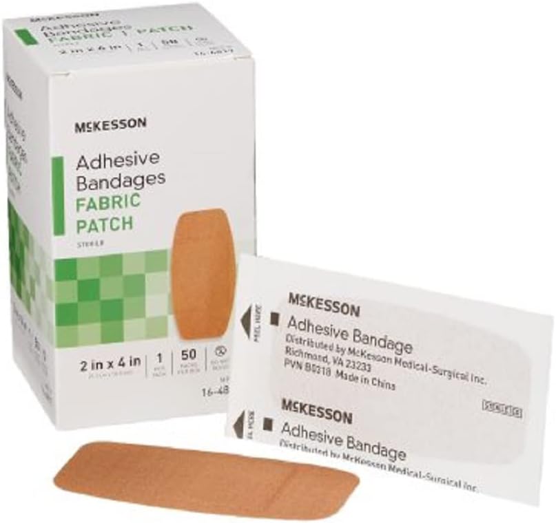 McKesson Bandaje adezive, steril, Patch tesatura, 2 in x 4 in, 50 Count, 1 Pack