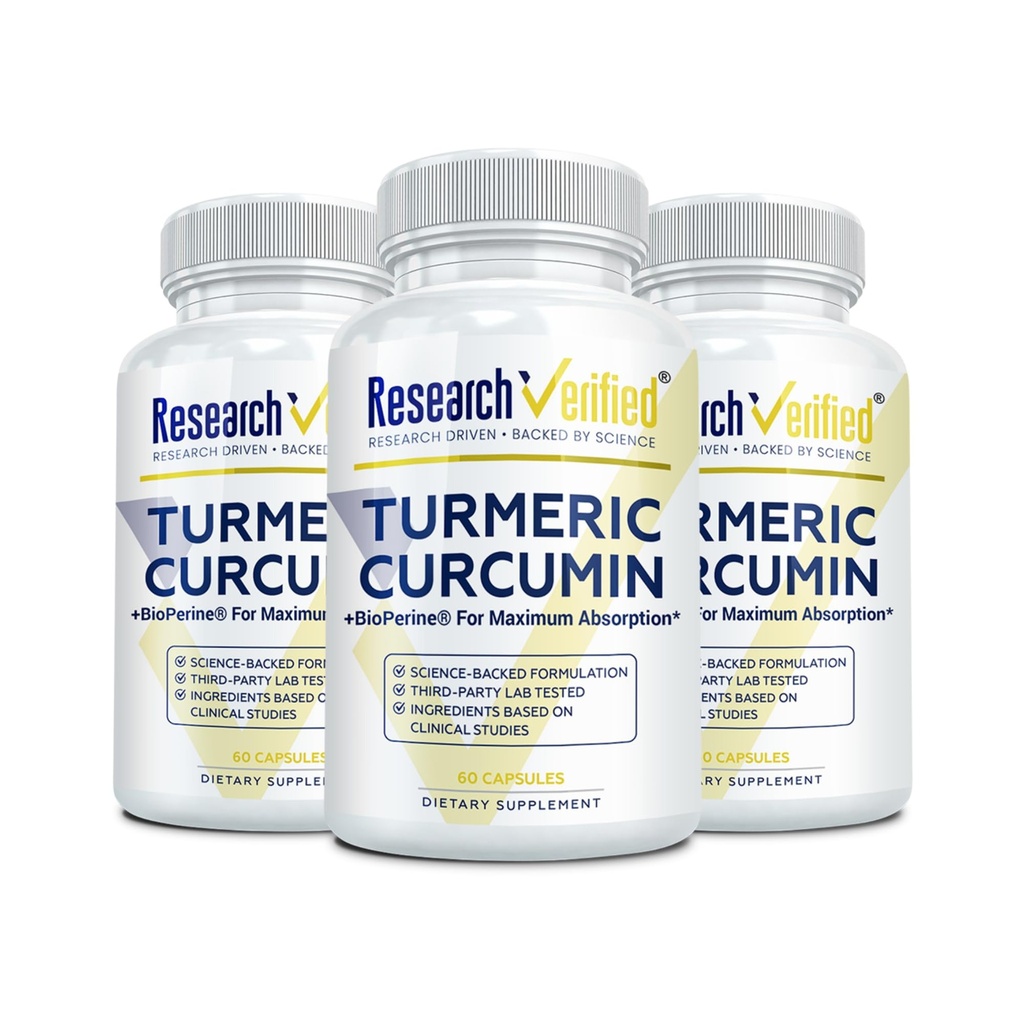 Cercetari Curcumina Turmerica verificata - cu BioPerine, Curcumin Complex C3 - Vegan - Made in The USA - 180 Capsule - Made in The USA