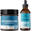 HERBAMAMA Acid hialuronic și Lemon Balm Kit - Bundle of 250 mg Acid hialuronic Gummies & Lemon Balm Leaf extract 4 fl oz - Vegan, non-GMO, alcool-free - 2 Pack