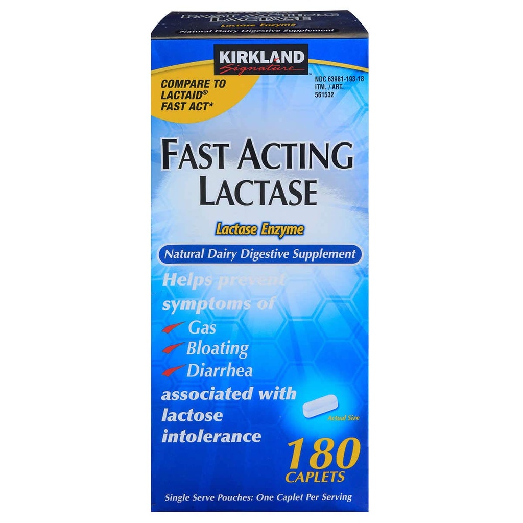 Kirkland Signature Fast Acting Lactase Enzim 180 Count