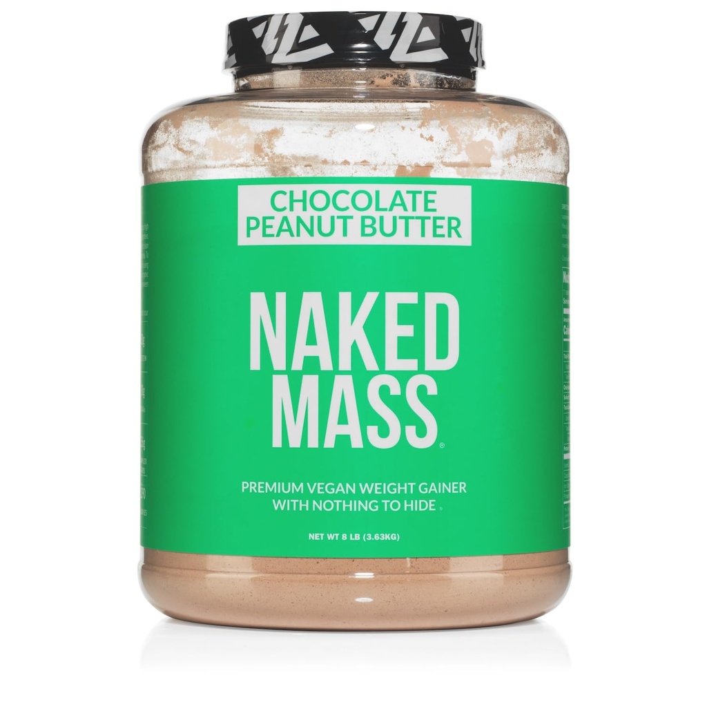 Naked Vegan Mass - Unt de arahide ciocolata - 1,290 Calorii, nimic artificial, toate ciocolata naturala PB Greutate Gainer Pulbere de proteine, non-GMO, Soy & Gluten gratuit - 8LB vrac - 11 serviri
