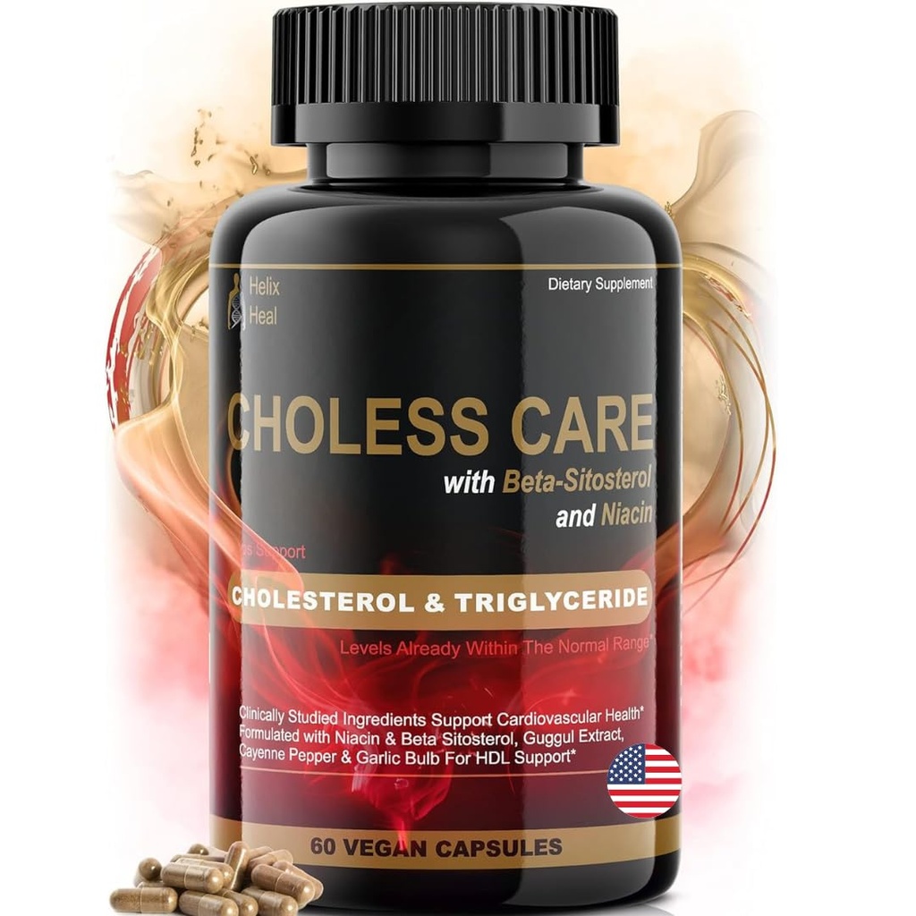 Suplimentul de colesterol - Trigliceridele suporta capsulele w. Organice, Odorless Usturoi, Cayenne Pepper, plante Sterols pentru a sprijini HDL normal și LDL Colesterol nivele w. Antioxidant Niacin (Vitamina B3)