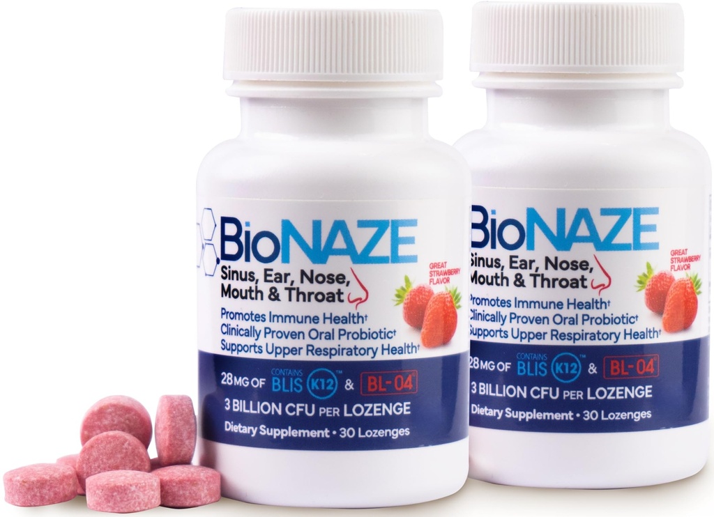 Probiotic oral BLIS K12 & BL-04 pentru Sinus, Tonsil Stones, Bad Breath, Post Nasal Drip, Throat & Mouth. Îmbunătăţirea sănătăţii respiratorii superioare cu probiotice orale dovedite clinic (2 ambalaj)