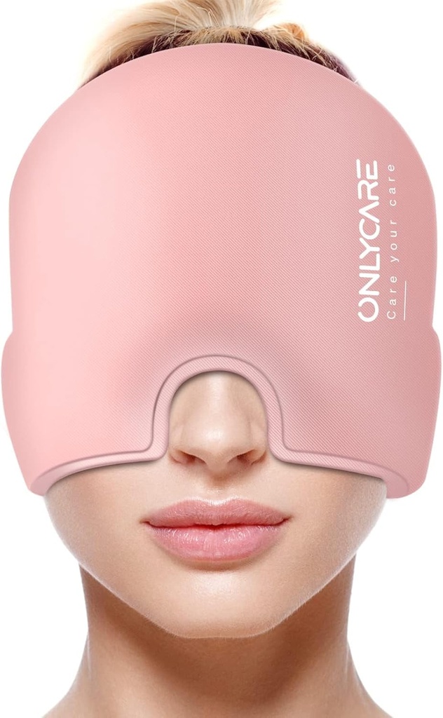 DOAR MIGRAINE CAP de ajutor, Upgraded Odorless Migrene Ice Head Wrap, Headache Relief Hat pentru Migrene, Slight-Pink