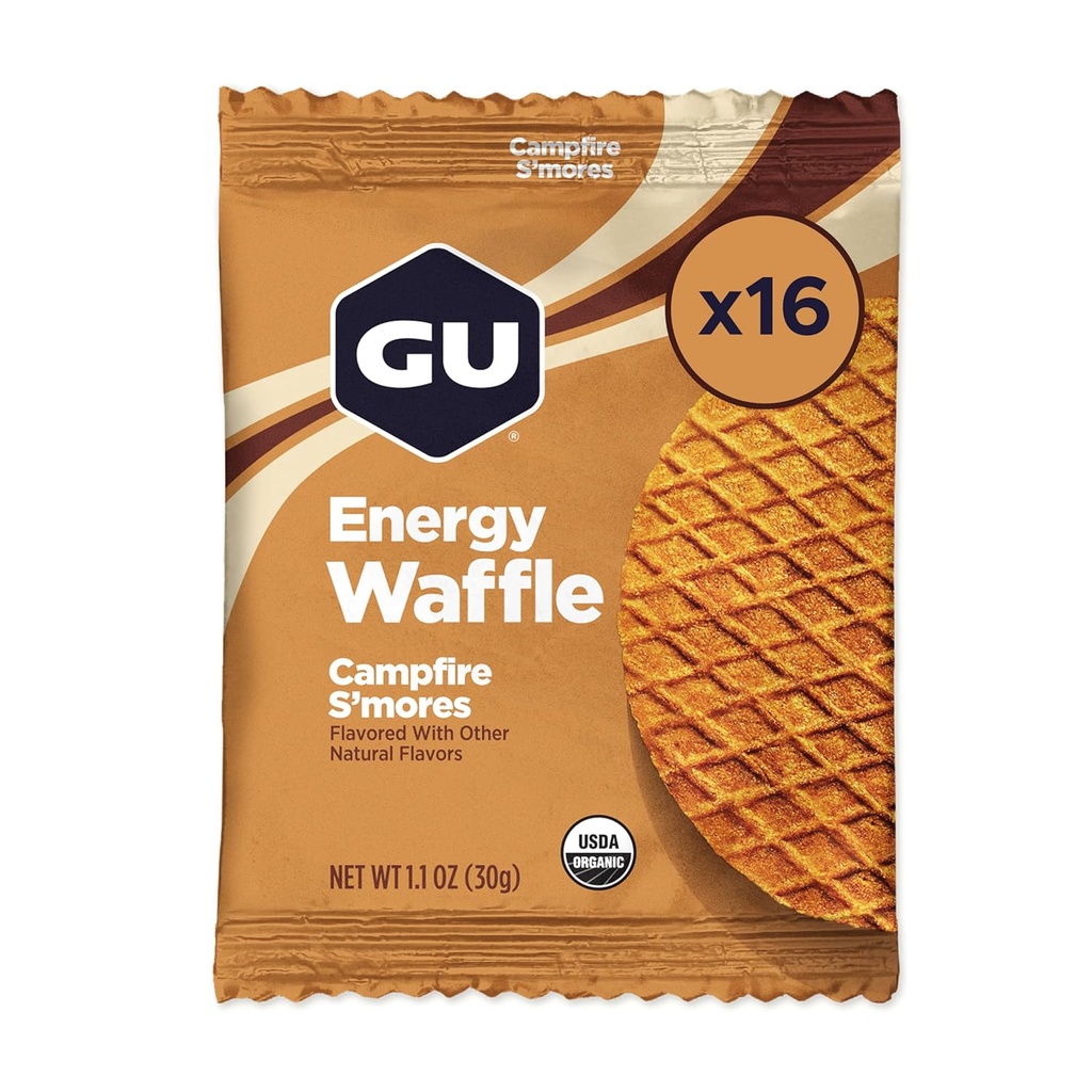 GU Energy Stroopwafel Campfire S'mores Sports Nutrition Waffle, Cafeine-Free, și Kosher lactate, On-the-Go Energie pentru orice antrenament, 16 Conte
