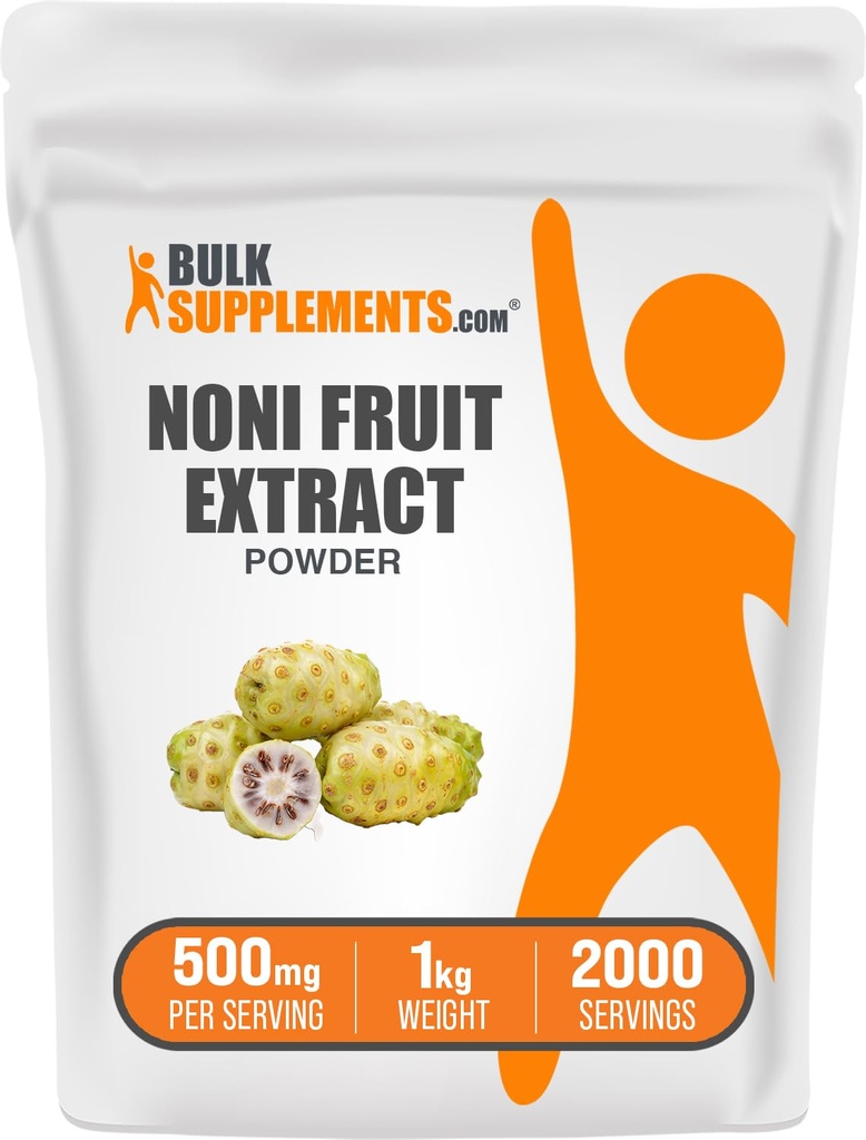 BulkSupplements.com Noni Fruit Extract pulbere - Noni Fruit Supplement, Superfood Powder - Gluten Free, 500mg per Serving, 1kg (2,2 lbs) (Pachet de 1)