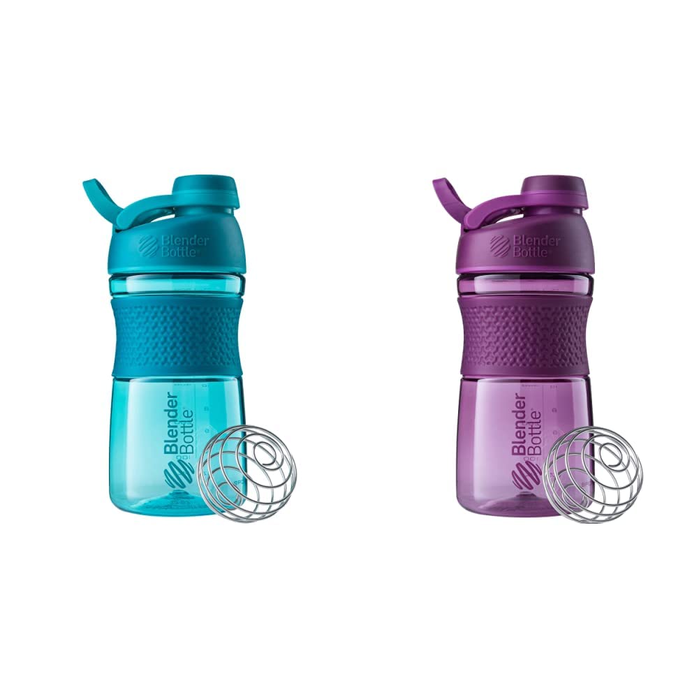 BlenderBottle 20-Ounce SportMixer Shaker Sticle cu BlenderBall Wire Whisk, Plum și Teal