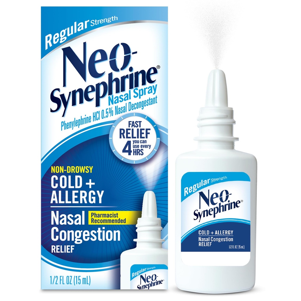 Neosinefrină Spray nazal pentru relief rece & sinusal, puterea regulată, 0,5 Fl Oz
