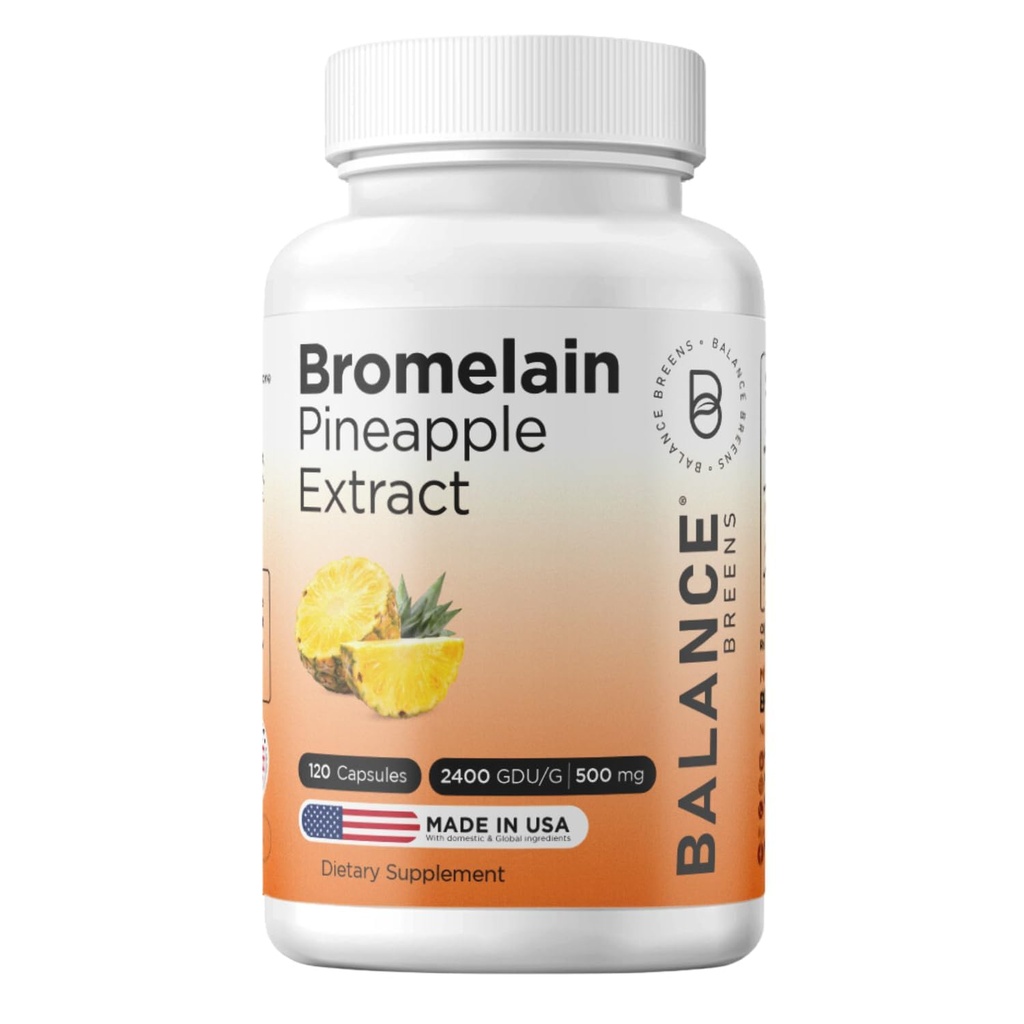Balancebreens Bromelain 500mg, 120 capsule - Extract de Ananas Enzim digestiv, Suportă Digestia și Suplimentul Comun de Sănătate