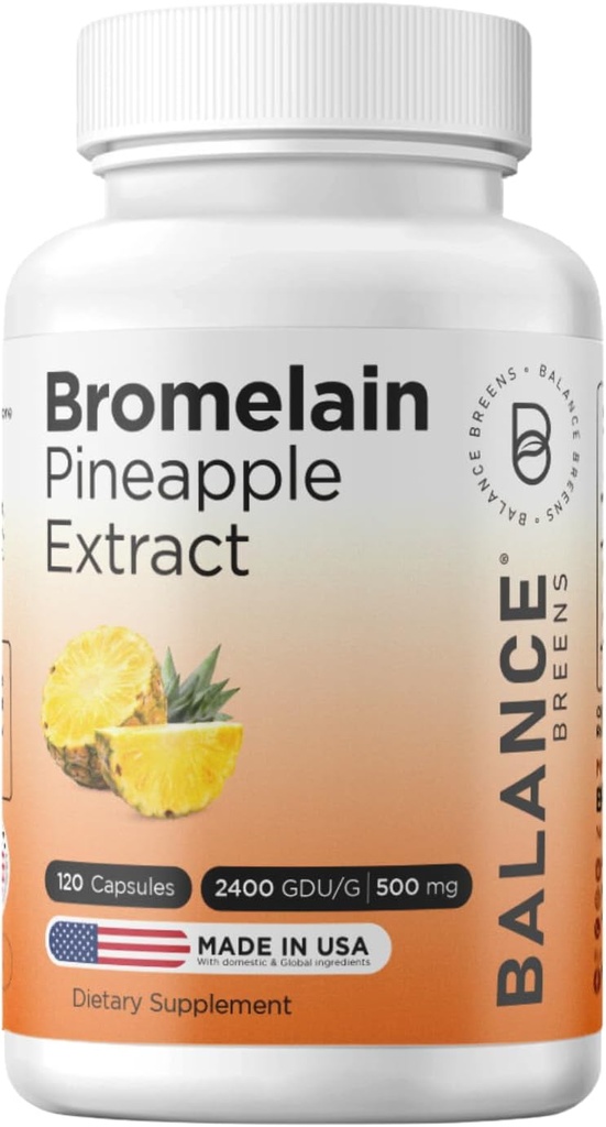 Balancebreens Bromelain 500mg, 120 capsule - Extract de Ananas Enzim digestiv, Suportă Digestia și Suplimentul Comun de Sănătate