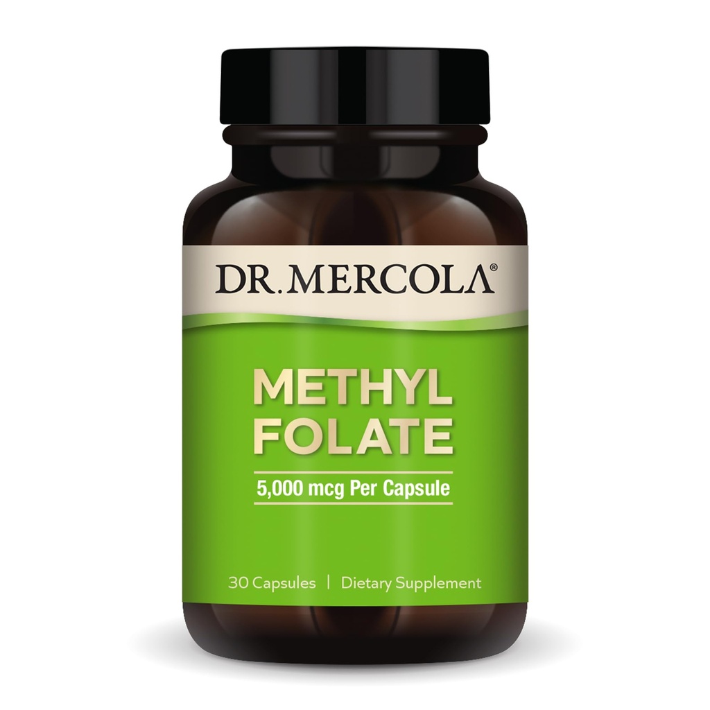 Mercola Metil Folate - Susţine detoxificarea şi sănătatea celulară - 5-MTHF Folat - Biodisponibil Formula - 5 mg - 30 Capsule