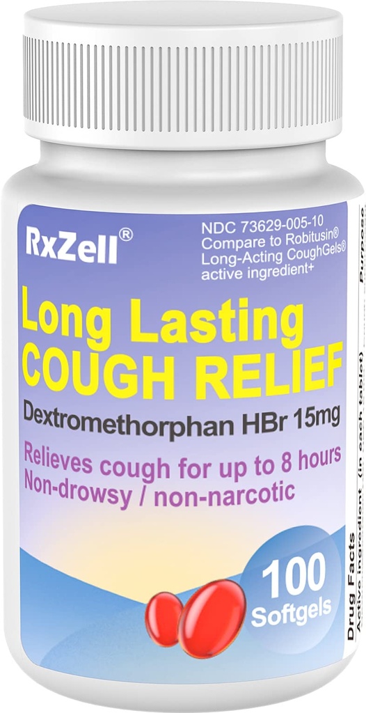 Dextrometorfan HBR 15 mg (100 softgels), de lungă durată de 8 ore, non-drowsy, tuse/Supresant bronşic