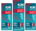 Kori Krill ulei Omega 3 Supliment, Antarctic ulei Krill cu absorbţie superioară vs ulei de peşte, 1200mg Softgels, 30 Softgels, EPA & DHA (Pachet de 3)