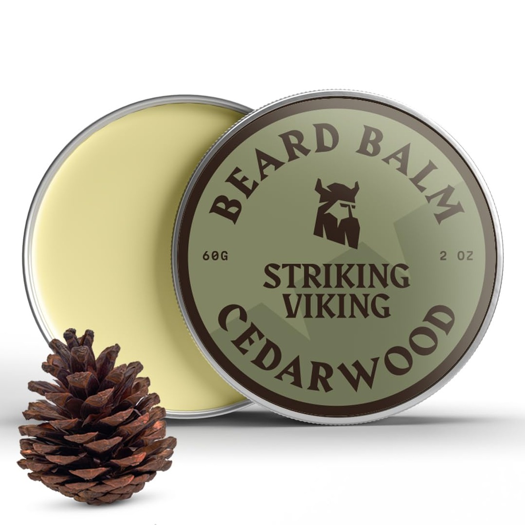 Balsam viking de barbă pentru bărbați - Frunze în balsam de barbă - Balsam stiling Made with naturally Derived Beard Butter, Argan & Jojoba Oils (2 Ounce (Pack of 1), Cedar Scent)