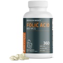 Acid folic Bronson 800 MCG susţine dezvoltarea prenatală, 1 an de aprovizionare, non-GMO, 360 comprimate